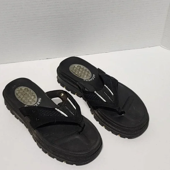 Skechers G-Tech Chunky Black Jammers‎ mens size 8 90s to Y2K
